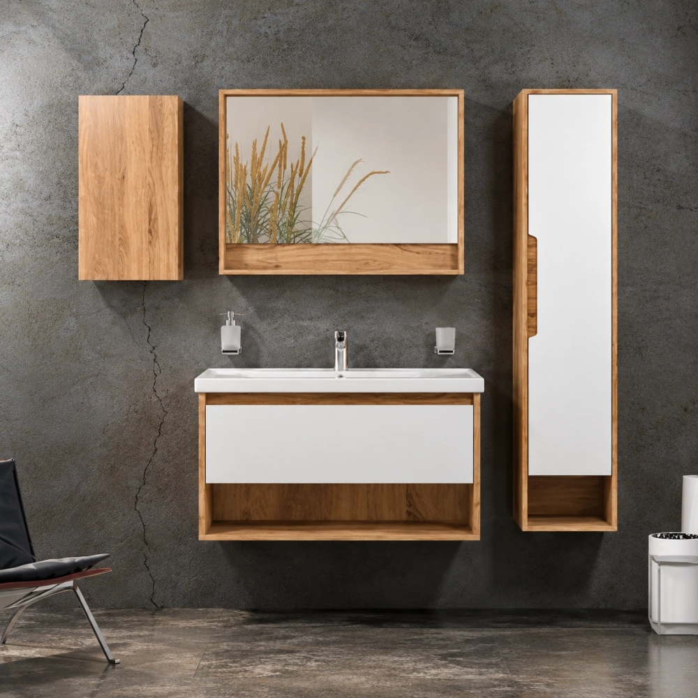 Mobilier baie suspendat cu lavoar, 70 cm, Edda SeviIya - imagine 3