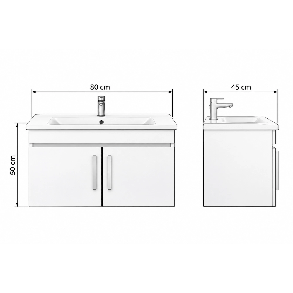 Mobilier baie suspendat, 80 cm, LM01 - imagine 3