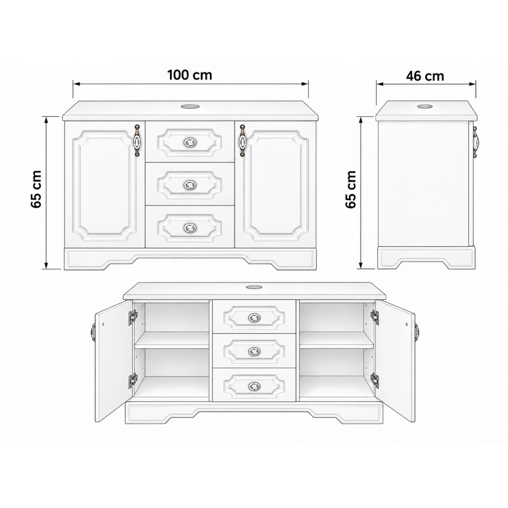 Mobilier baie cu lavoar, 100 cm, Rustik Antic - imagine 6