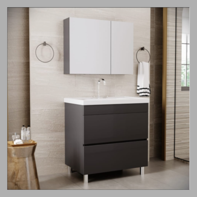 Mobilier baie cu oglinda, DUO PLUS Antracit, 80 cm